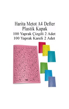 Defter Plastik Kapak A4 100 Yaprak Çizgili 2 Adet Ve 100 Yaprak Kareli 2 Adet Harita Metod Defter Çok Renkli Defter Plastik Kapak A4 100 Yaprak Çizgili 2 Adet Ve 100 Yaprak Kareli 2 Adet Harita Metod Defter Çok Renkli