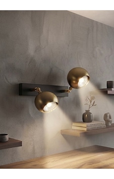 Modern İkili Mat Gold Küre Subar Aplik Tavan Avize Hareketli Başl Siyah