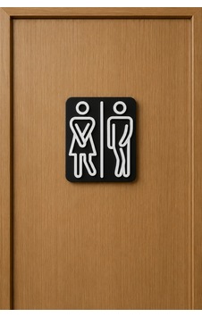 Wc Kapı Figürü Erkek Tuvalet İşareti Modern Siyah Beyaz Kapı Süsü Çok Renkli