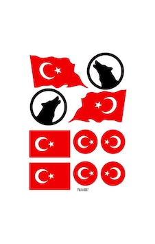 Sticker Seti Türk Bayrağı Kurt Ekipman Kask Motorsiklet 01 Nötr Sticker Seti Türk Bayrağı Kurt Ekipman Kask Motorsiklet 01 Nötr
