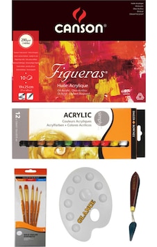 290 Gr Tuval Dokulu Defter - Daller Rowney Akrilik Boya Çalışma Seti - Glance Set - 1 290 Gr Tuval Dokulu Defter - Daller Rowney Akrilik Boya Çalışma Seti - Glance Set - 1