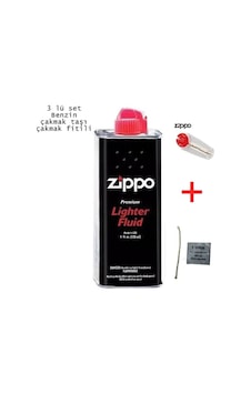 Zippo Benzin 125 Ml + Zippo Çakmak Taşı + Zippo Fitil 3'Lü Set Zippo Benzin 125 Ml + Zippo Çakmak Taşı + Zippo Fitil 3'Lü Set