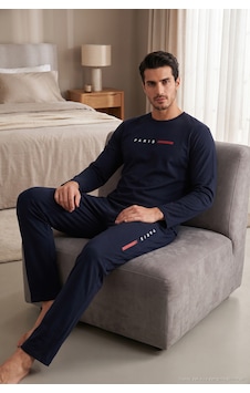 Buratti Baskılı Pamuklu Uzun Kollu Pijama Takımı Erkek Pijama Takımı 6575006 Lacivert Buratti Baskılı Pamuklu Uzun Kollu Pijama Takımı Erkek Pijama Takımı 6575006 Lacivert