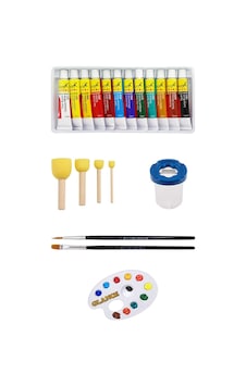 Fanart Academy Akrilik Boya Seti 12 Renk X 12ml Pon Pon Fırça Seti 4'lü Su Kabı Palet Fanart Academy Akrilik Boya Seti 12 Renk X 12ml Pon Pon Fırça Seti 4'lü Su Kabı Palet