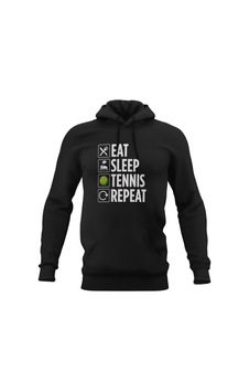 Pisa Art Eat, Sleep And Play Tennis Siyah Kapişonlu Sweatshirt Hrmsw434 Siyah Pisa Art Eat, Sleep And Play Tennis Siyah Kapişonlu Sweatshirt Hrmsw434 Siyah