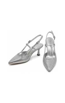 Asmi Shoes Kadın Matina Gümüş Baskılı 7 Cm Topuklu Sivri Burun Arkası Açık Ayakkabı GÜMÜŞ Asmi Shoes Kadın Matina Gümüş Baskılı 7 Cm Topuklu Sivri Burun Arkası Açık Ayakkabı GÜMÜŞ