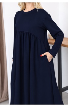 Esra Butik78 Lacivert Büzgülü Kesim Cepli Uzun Elbise-125 Cm Esra Butik78 Lacivert Büzgülü Kesim Cepli Uzun Elbise-125 Cm