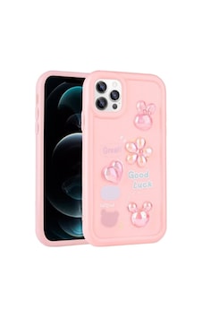 Apple Uyumlu iPhone 13 Pro Kılıf Kabartma Figürlü Parlak Zore Toys Silikon Kapak