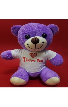 Mor I Love You Tişörtlü Peluş Ayıcık Çok Renkli Mor I Love You Tişörtlü Peluş Ayıcık Çok Renkli