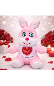 Seni Seviyorumm Tişörtlü Pembe Peluş Taavşan Yc Diğer