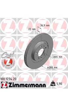 Zımmermann Ön Fren Aynası Golf Iv 97-06 Bora 98-05 Octavıa 99 Toledo Iı-leon 99-06 A3 99 280x22x5dlxhavalı 986478852-df2804-df2804bp Zımmermann 100.1234.20 1j0615301m 1j0615301e 1j0615301p