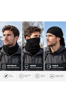 Lexroo Siyah Boyunluk Bandana Buff Saç Bandı Maske Balaklava Toka Lexroo Siyah Boyunluk Bandana Buff Saç Bandı Maske Balaklava Toka
