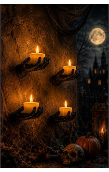 Cadılar Bayramı Temalı El Şeklinde Duvar Mumluğu 4 Lü Set Halloween Dekoratif Mumluk Siyah Cadılar Bayramı Temalı El Şeklinde Duvar Mumluğu 4 Lü Set Halloween Dekoratif Mumluk Siyah
