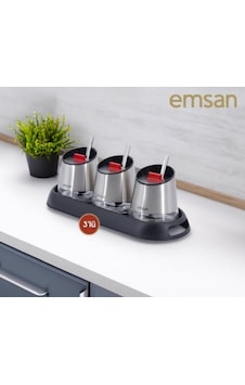 Emsan Yonca 3lü Baharat Seti Gümüş Emsan Yonca 3lü Baharat Seti Gümüş