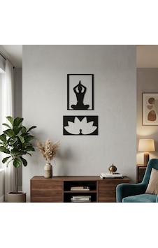 Yoga Ve Meditasyon Temalı Ahşap Tablo Seti Siyah Yoga Ve Meditasyon Temalı Ahşap Tablo Seti Siyah