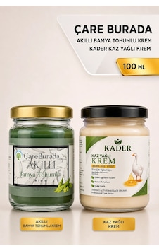 Çareburada Akıllı Bamya Tohumlu Krem 100 Ml + Kader Kaz Yağlı Krem 210 Ml