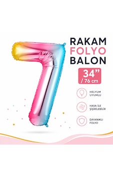 7 Rakam Folyo Balon Gökkuşağı 34 İnç 76 Cm Doğum Günü Parti Balonu Çok Renkli 7 Rakam Folyo Balon Gökkuşağı 34 İnç 76 Cm Doğum Günü Parti Balonu Çok Renkli
