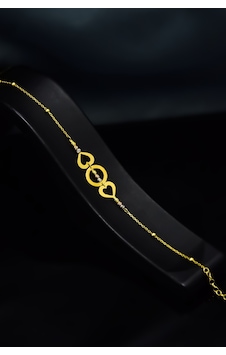Papatya Silver 925 Ayar Gümüş Gold Kaplama İki Kalp Bir Çember Dorikalı Bileklik Papatya Silver 925 Ayar Gümüş Gold Kaplama İki Kalp Bir Çember Dorikalı Bileklik