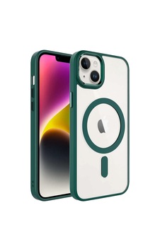 Apple iPhone Uyumlu 14 Kılıf Wireless Şarj Özellikli Zore Krom M-safe Silikon Kapak Koyu Yeşil Apple iPhone Uyumlu 14 Kılıf Wireless Şarj Özellikli Zore Krom M-safe Silikon Kapak Koyu Yeşil