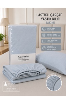 Minteks Ranforce Tek Kişilik Fitted Lastikli Çarşaf Seti Açik Mavi Minteks Ranforce Tek Kişilik Fitted Lastikli Çarşaf Seti Açik Mavi