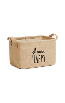 Ocean Home Textile Choose Happy Baskılı Sepet //30x21x18 Çok Renkli