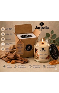 Jarbella, %100 Doğal Soya Mum, 220gr, El Yapımı, Ahşap Fitil, Sandal Ağacı Kokulu, Ev Ve Hediye İçin İdeal 001 - Beyaz Jarbella, %100 Doğal Soya Mum, 220gr, El Yapımı, Ahşap Fitil, Sandal Ağacı Kokulu, Ev Ve Hediye İçin İdeal 001 - Beyaz