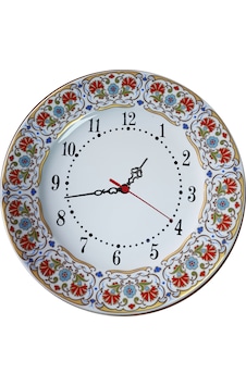 Armada Çini Prt 132 25 Cm Sarı Altın Yaldızlı Karanfil Desenli Porselen Çini Saat Armada Çini Prt 132 25 Cm Sarı Altın Yaldızlı Karanfil Desenli Porselen Çini Saat