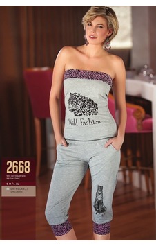 Berrak Kadın Leopar Straplez Takım 2668