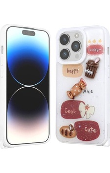 Apple Uyumlu iPhone 14 Pro Max Kılıf Parlayan Simli Kabartma Figürlü Zore Cevze Kapak Beyaz Apple Uyumlu iPhone 14 Pro Max Kılıf Parlayan Simli Kabartma Figürlü Zore Cevze Kapak Beyaz
