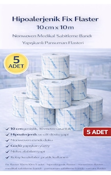 Hipoalerjenik Fix Flaster 10 Cm X 10 M 5 Adet Nonwoven Medikal Sabitleme Bandı Yapışkanlı Pansuman Flasteri Hipoalerjenik Fix Flaster 10 Cm X 10 M 5 Adet Nonwoven Medikal Sabitleme Bandı Yapışkanlı Pansuman Flasteri