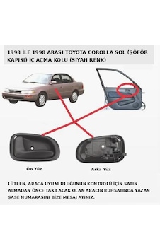 Efsane Kasa Toyota Corolla Sol Ön Kapı İç Açma Kolu 1993-1998