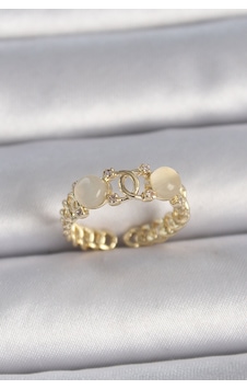 Pirinç Gold Renk Ayarlanabilir Zirkon Taşlı Beyaz Mineli Birleşik Halka Model Kadın Yüzük - Tj-byk3402 Çok Renkli Pirinç Gold Renk Ayarlanabilir Zirkon Taşlı Beyaz Mineli Birleşik Halka Model Kadın Yüzük - Tj-byk3402 Çok Renkli