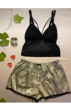 Saten Bralet Takım Yeşil