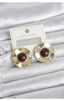 Vintage Model Kahverengi Gold Renk Pirinç Kadın Küpe Çok renkli Vintage Model Kahverengi Gold Renk Pirinç Kadın Küpe Çok renkli