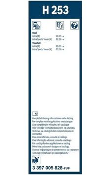 Opel Astra K Arka Silecek Supurgesi 2015-2021 Bosch 3397005828 Opel Astra K Arka Silecek Supurgesi 2015-2021 Bosch 3397005828