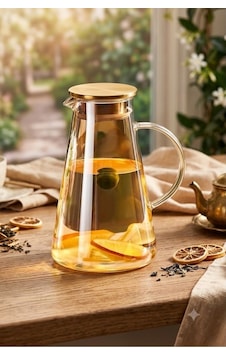 Lüks Borosilikat Cam Su Ve Detoks Sürahisi Gold Isıya Dayanıklı Bitki Çayı Demleme Sürahisi 1.9 L Altın Lüks Borosilikat Cam Su Ve Detoks Sürahisi Gold Isıya Dayanıklı Bitki Çayı Demleme Sürahisi 1.9 L Altın
