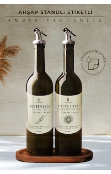 Kitchen Life Ahşap Standlı Amber 2'li 750 Ml Zeytinyağı Sıvıyağ Şişesi - Ahşap Altlıklı Etiketli Cam Yağlık Seti Kitchen Life Ahşap Standlı Amber 2'li 750 Ml Zeytinyağı Sıvıyağ Şişesi - Ahşap Altlıklı Etiketli Cam Yağlık Seti
