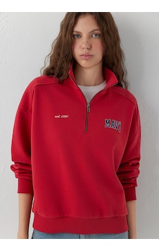 Mavi Logo Baskılı Sweatshırt Scarlet Smile Kırmızı Mavi Logo Baskılı Sweatshırt Scarlet Smile Kırmızı