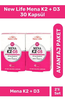 Mena K2 D3 30 Kapsül 2'li Paket Mena K2 D3 30 Kapsül 2'li Paket
