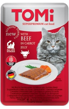Tomi Sığır Etli ve Havuçlu Tahılsız Pouch Yetişkin Kedi Maması 100 G Tomi Sığır Etli ve Havuçlu Tahılsız Pouch Yetişkin Kedi Maması 100 G