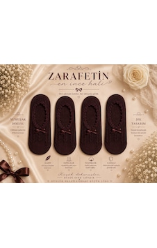 Çorap Vitrini 4 Çift Mürdüm Dantelli Ve Fiyonklu Premium Babet Çorap Seti Günlük Hayatınızdaki Küçük Lüks