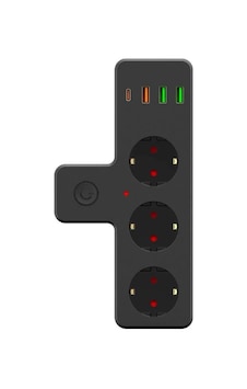 Termal Akım Korumalı 3 Adet Soket,3 Adet Usb Ve 1 Adet Type-c Girişli 20w Priz Model 3397