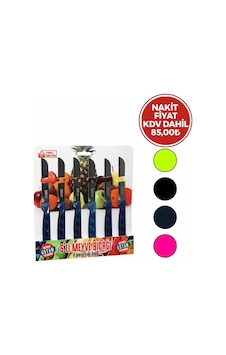 İbico My01 Dişli Meyve Bıçak Takımı 6 Parça - Renkli- 20'li Paket