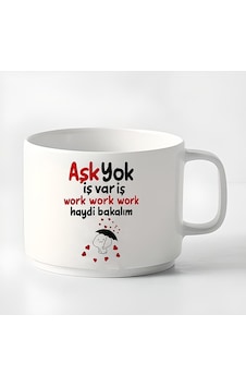 Duble Türk Kahvesi Fincanı & Espresso Aşk Yok Iş Var Work Work Work Haydi Bakalım Motto 180 Ml Beyaz Duble Türk Kahvesi Fincanı & Espresso Aşk Yok Iş Var Work Work Work Haydi Bakalım Motto 180 Ml Beyaz
