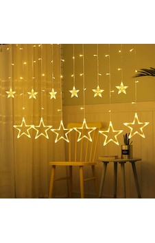 Yıldız Sarkıtlı Perde Led Aydınlatma - 3m Genişlik, 8 Modlu, Sarı Yıldız Sarkıtlı Perde Led Aydınlatma - 3m Genişlik, 8 Modlu, Sarı