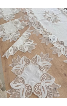 Salon Takımı Çeyizlik Kreme Gold Runner Set 5 Parça Keten Ranır Masa Konsol Sehpa Örtüsü Kayla Sarı Salon Takımı Çeyizlik Kreme Gold Runner Set 5 Parça Keten Ranır Masa Konsol Sehpa Örtüsü Kayla Sarı
