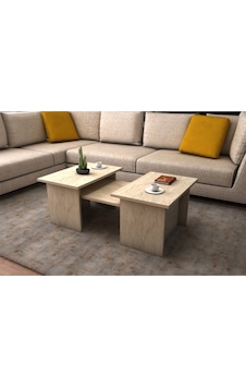 Alina Modern 3'lü Orta Sehpa Zigon Takım 90 CM Traverten