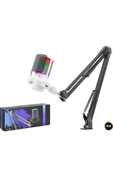 Hadron Me6s35w Gaming Rgb Mikrofon Seti Ayarlı Masa Kolu Type-c 192khz 24bit - Beyaz Hadron Me6s35w Gaming Rgb Mikrofon Seti Ayarlı Masa Kolu Type-c 192khz 24bit - Beyaz