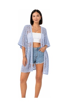 Trend Alisse Kadın Dantel Görünümlü File Kimono Pareo Hırka Lila Trend Alisse Kadın Dantel Görünümlü File Kimono Pareo Hırka Lila