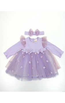 Serkon Fitilli Tüllü Bebek Elbise 0558 Lila Serkon Fitilli Tüllü Bebek Elbise 0558 Lila